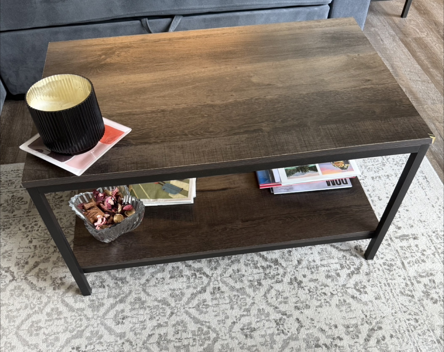 Brown Coffee Table with Shelf
