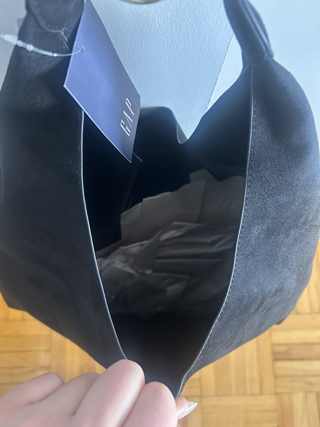 GAP Black Vegan Suede Slouchy Bag - New - photo 3