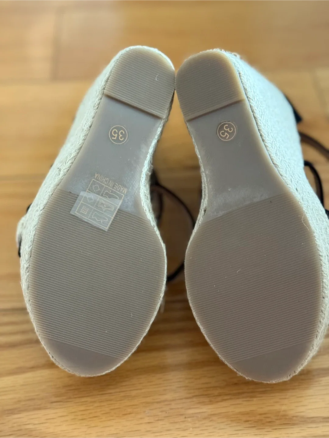 Wedge Espadrille Sandals - Black & Beige, Size 5 image indicator(3)