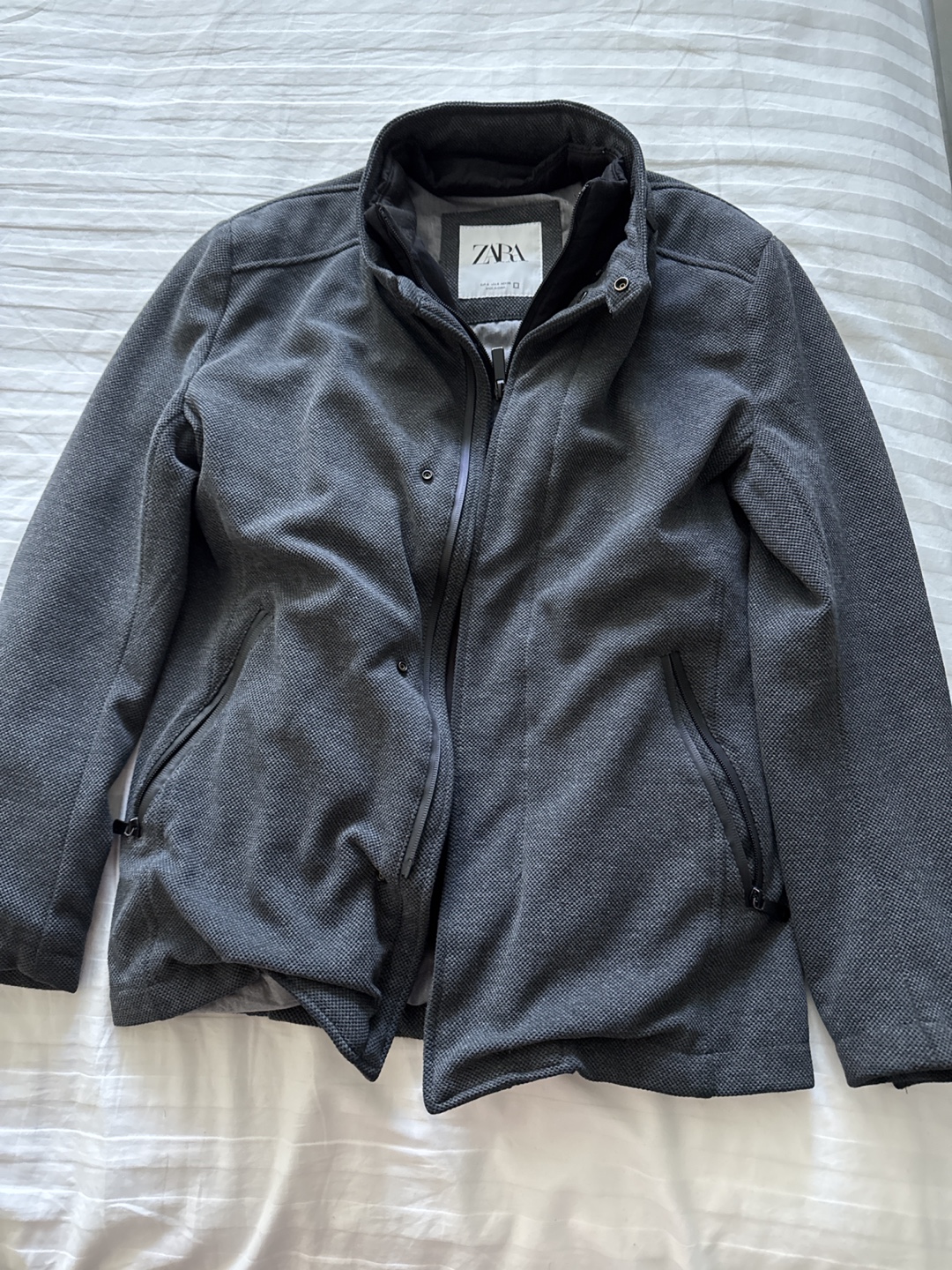 Zara Man Gray Wool Blend Jacket Size M