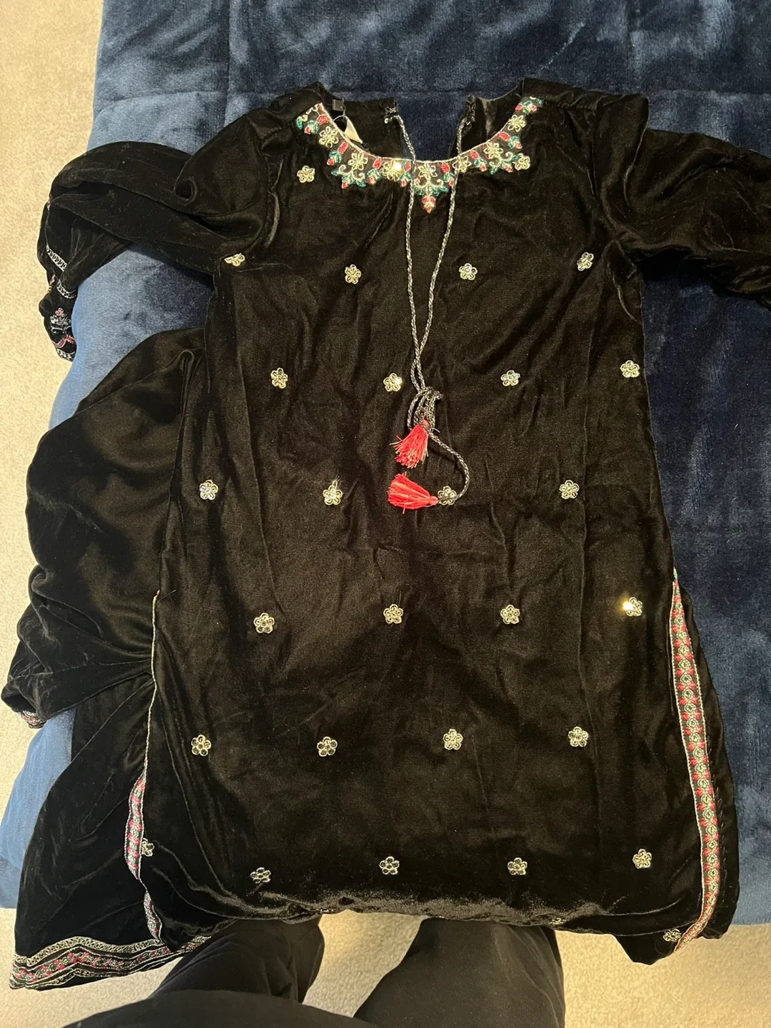 Black Velvet Embroidered Kurti thumbnail