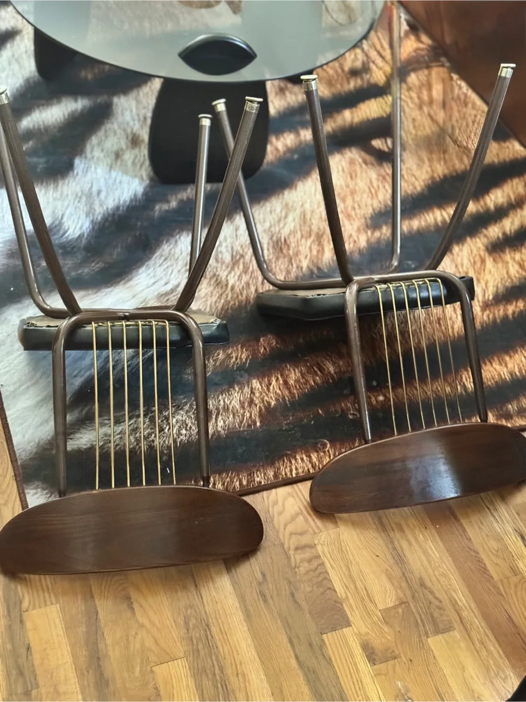 Vintage Black Vinyl Dining Chairs - Set of 2 image indicator(10)