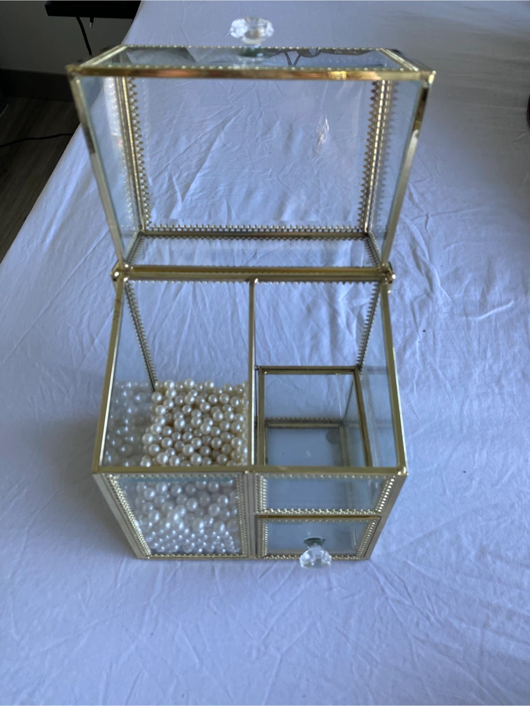 Glass & Gold Tone Makeup Organizer - photo 2