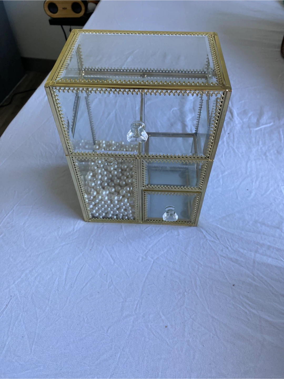 Glass & Gold Tone Makeup Organizer - photo 3