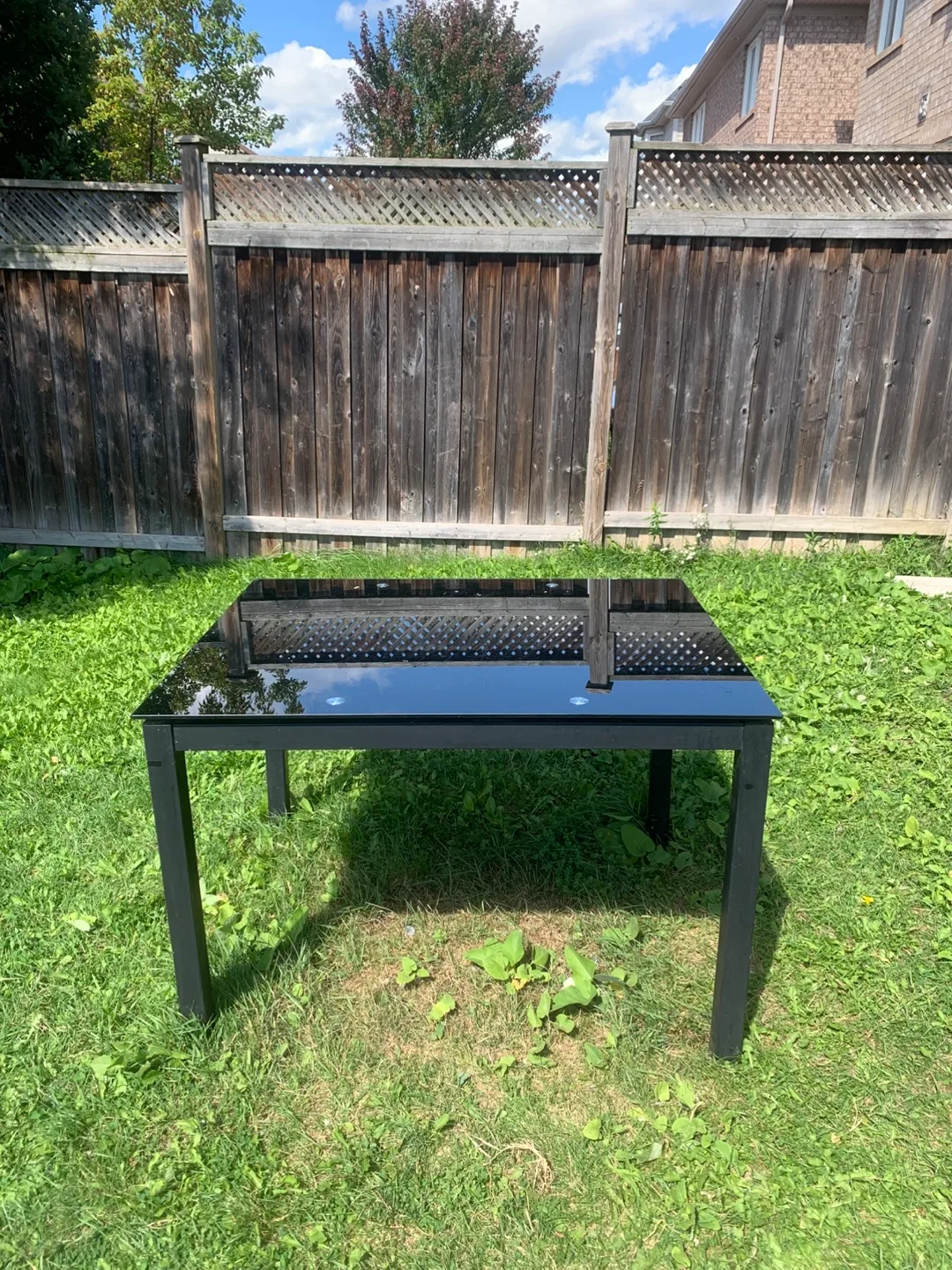 Black Glass Top Dining Table with 4 black chairs image indicator(3)