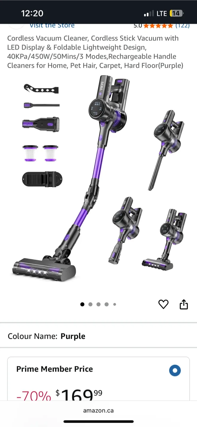 YKYI V8 Cordless Vacuum Cleaner - Purple thumbnail