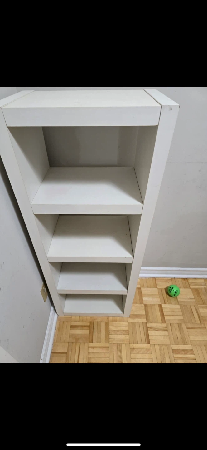 white shelves