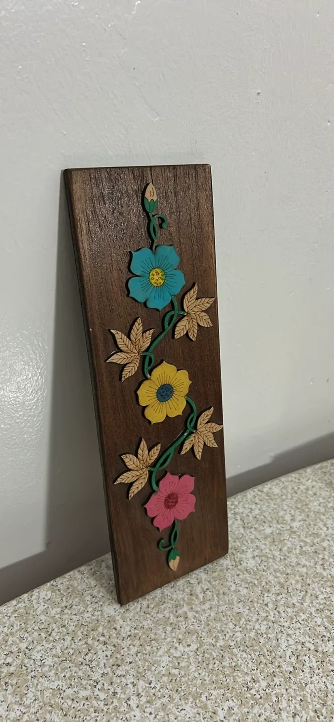 Handmade Wooden Floral Wall Art thumbnail