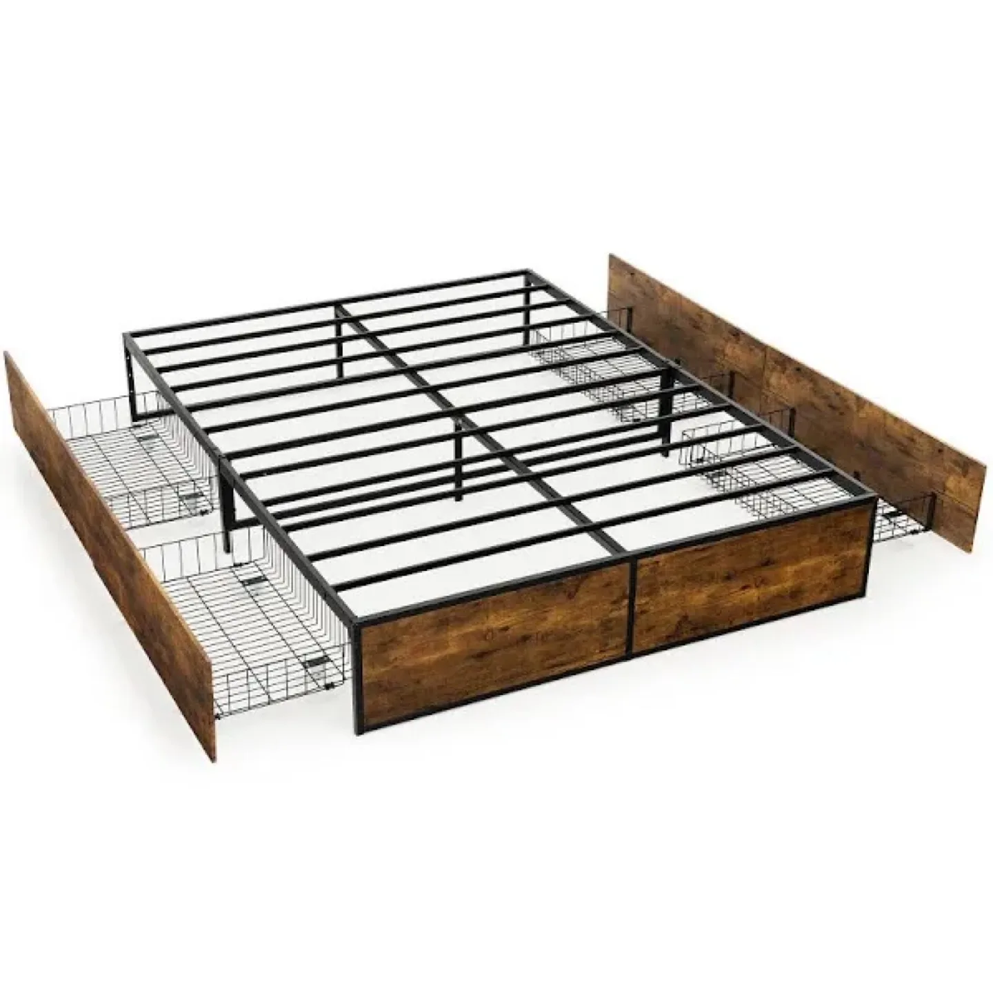 Queen Size Bed Frame with Rolling Drawers image indicator(4)