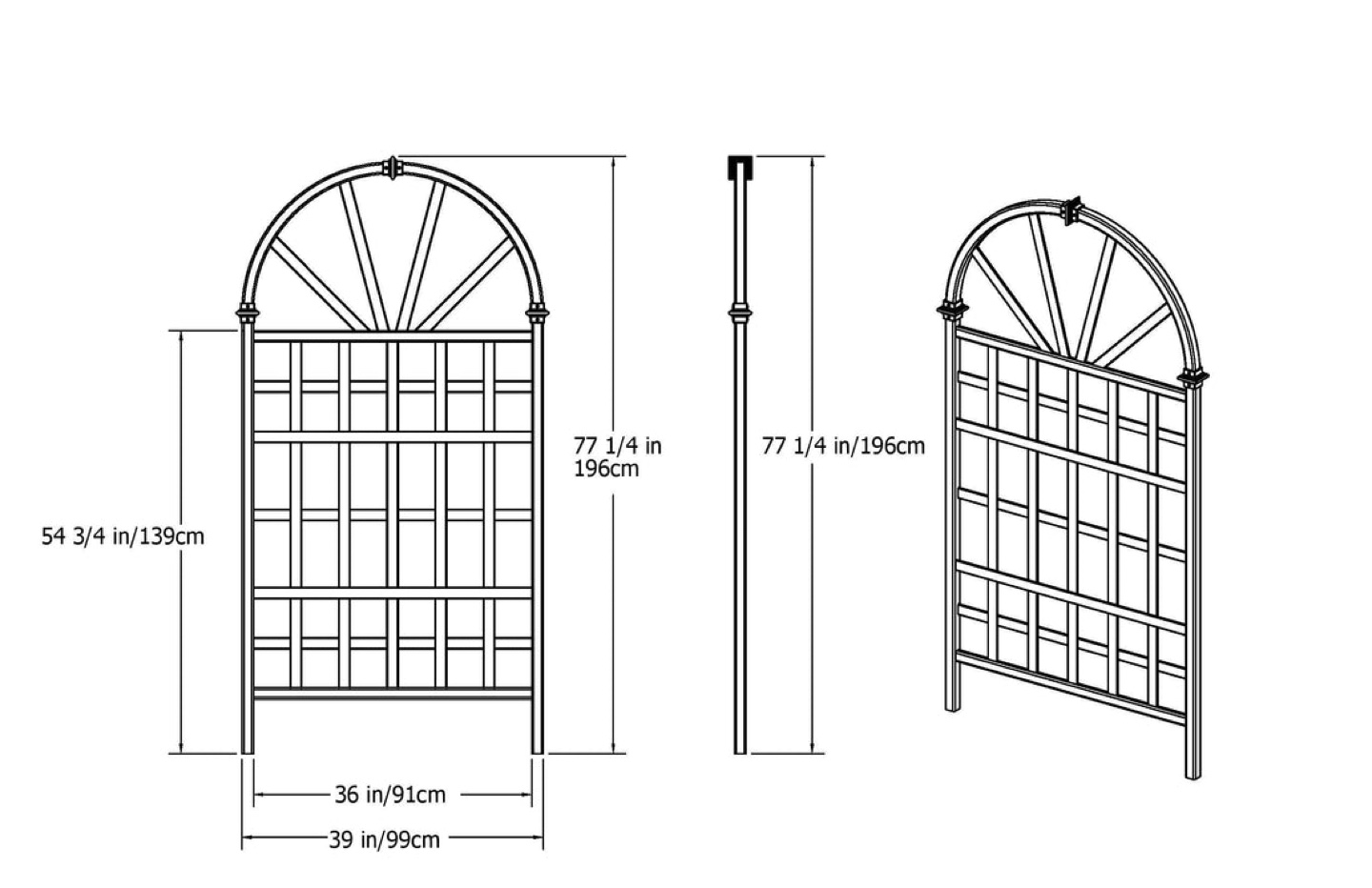 Wooden Garden Trellis - 77" x 36" - photo 4