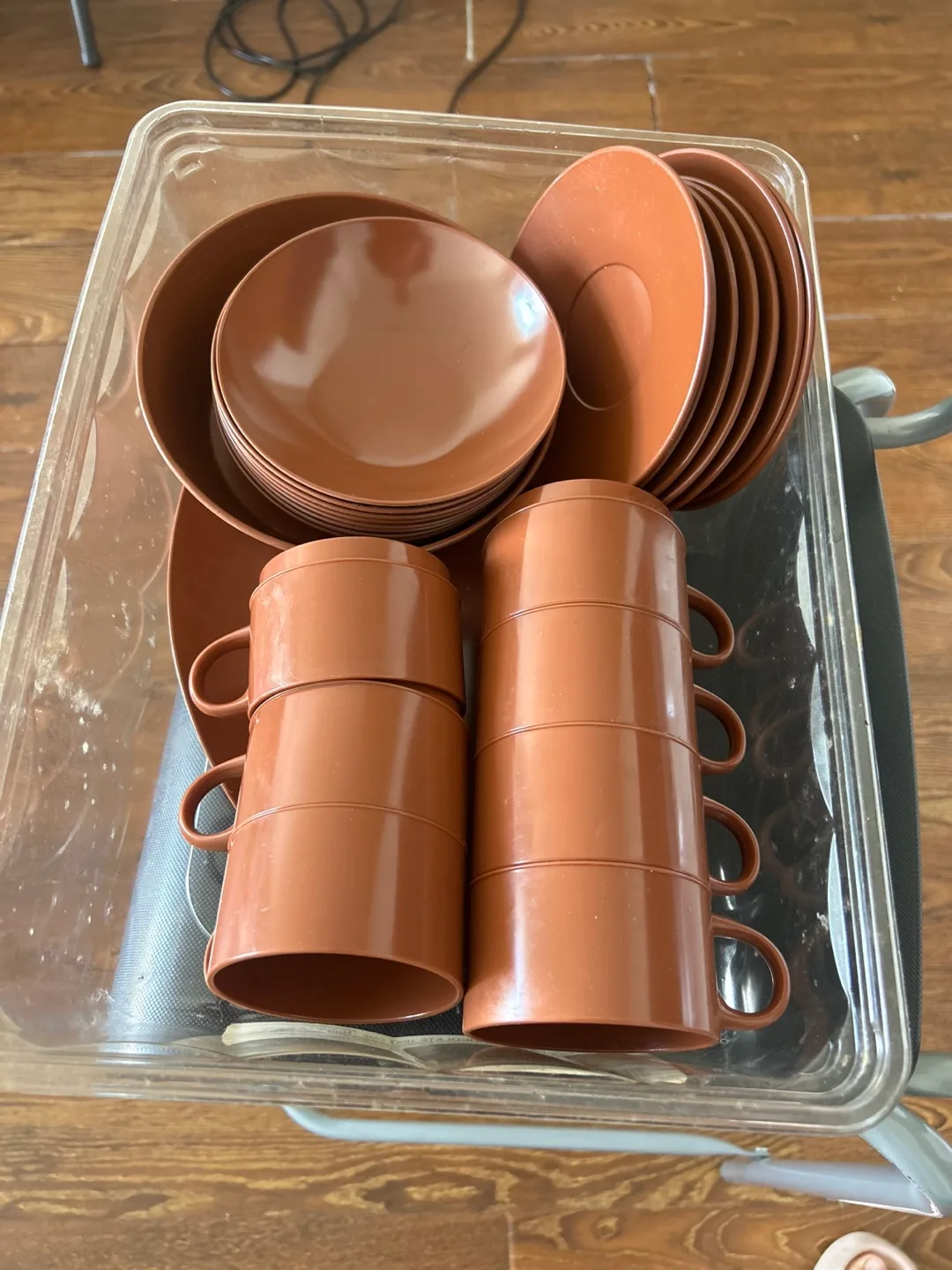 Vintage Melamine Brown Dishes Set thumbnail