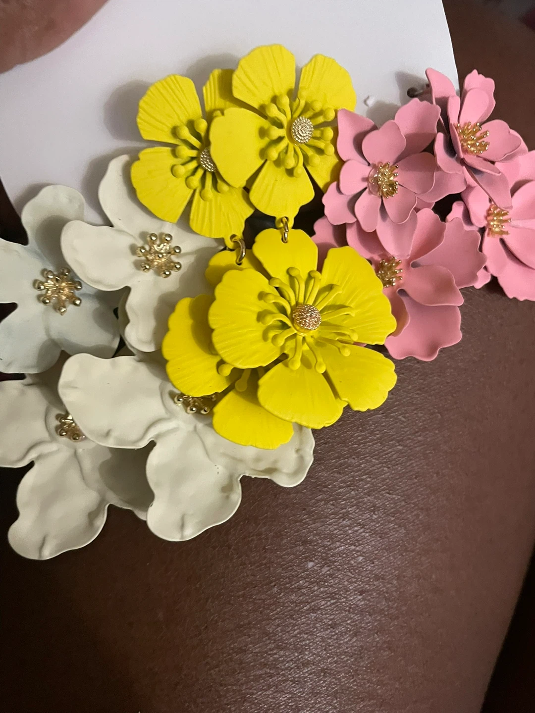 Flower Earrings - Pink, Yellow, White, Green - photo 3