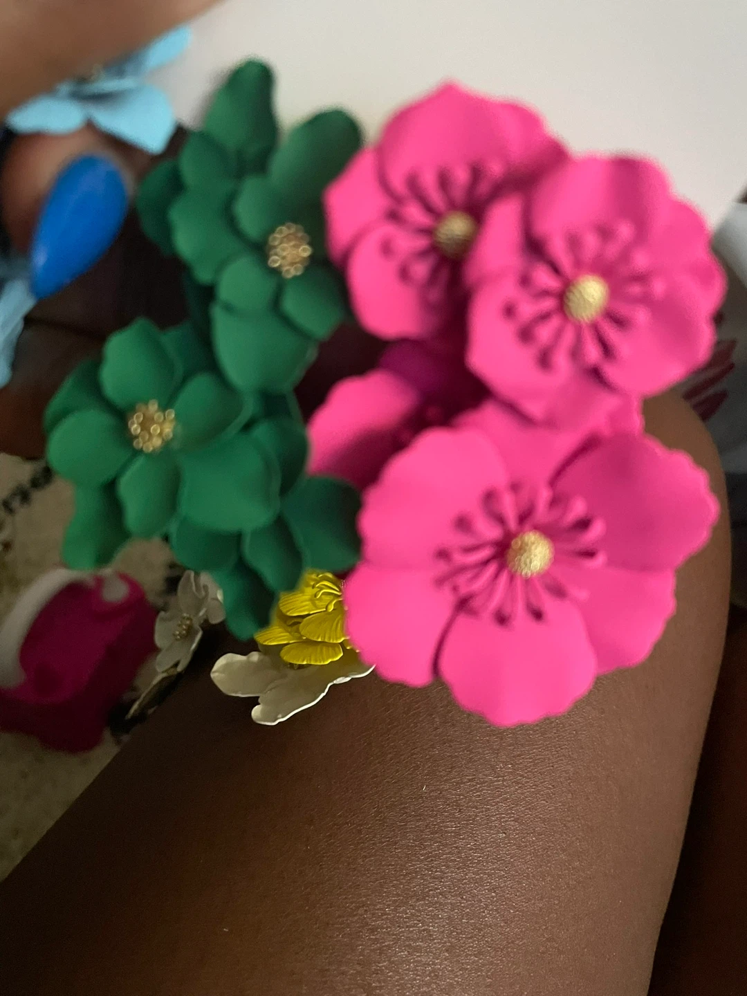 Flower Earrings - Pink, Yellow, White, Green - photo 2