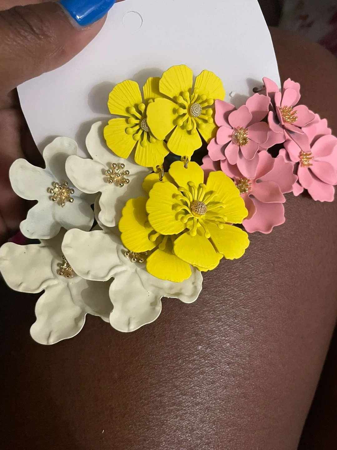 Flower Earrings - Pink, Yellow, White, Green