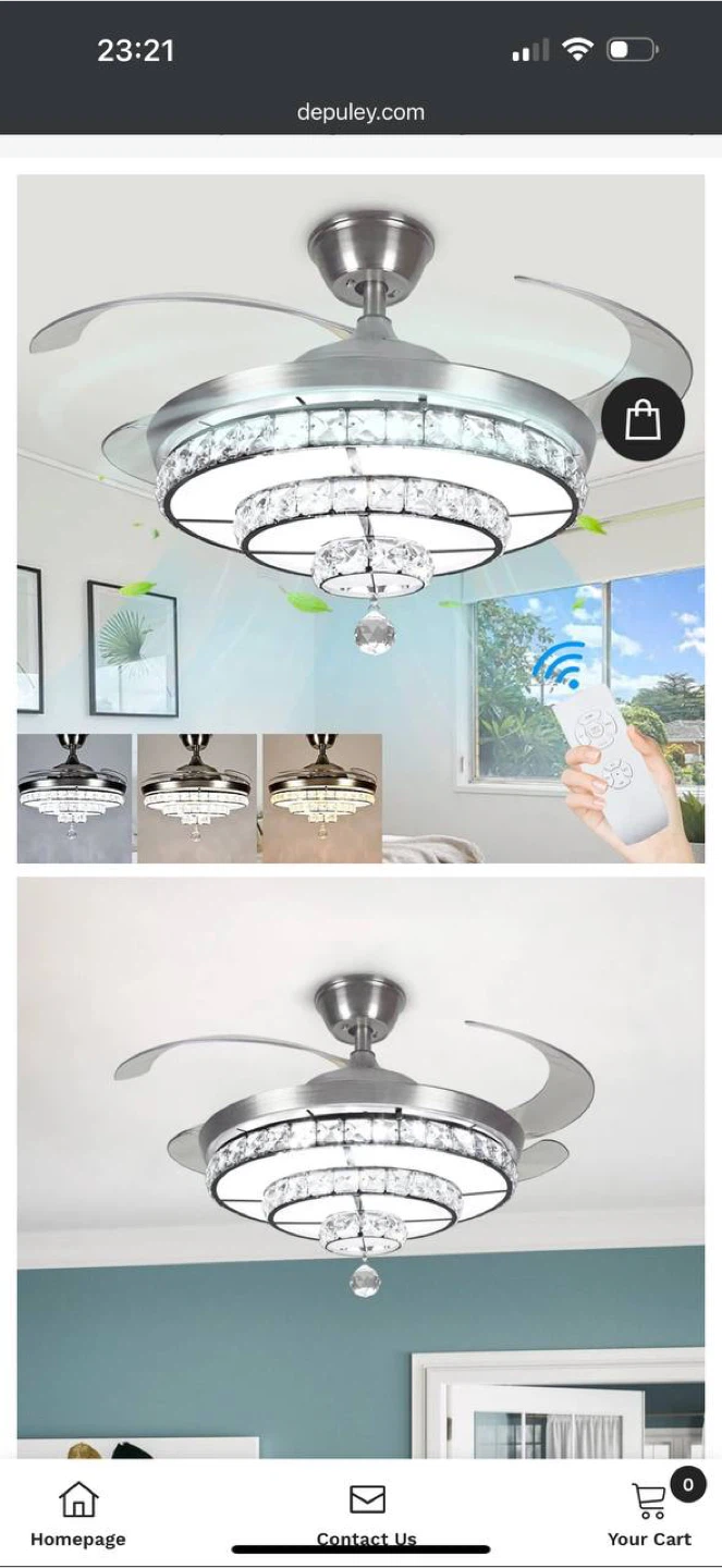 Depuley LED Crystal Ceiling Fan with Light & Remote – 42” - photo 4