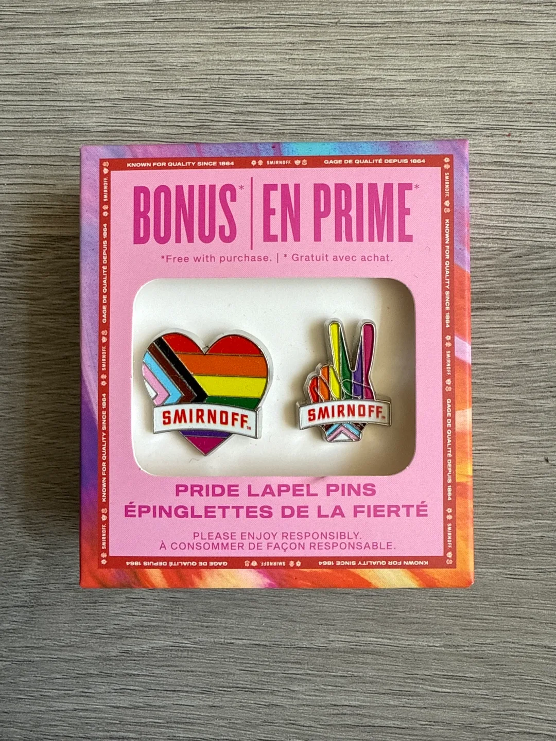 🥕Smirnoff Pride Lapel Pins - New in Box! thumbnail