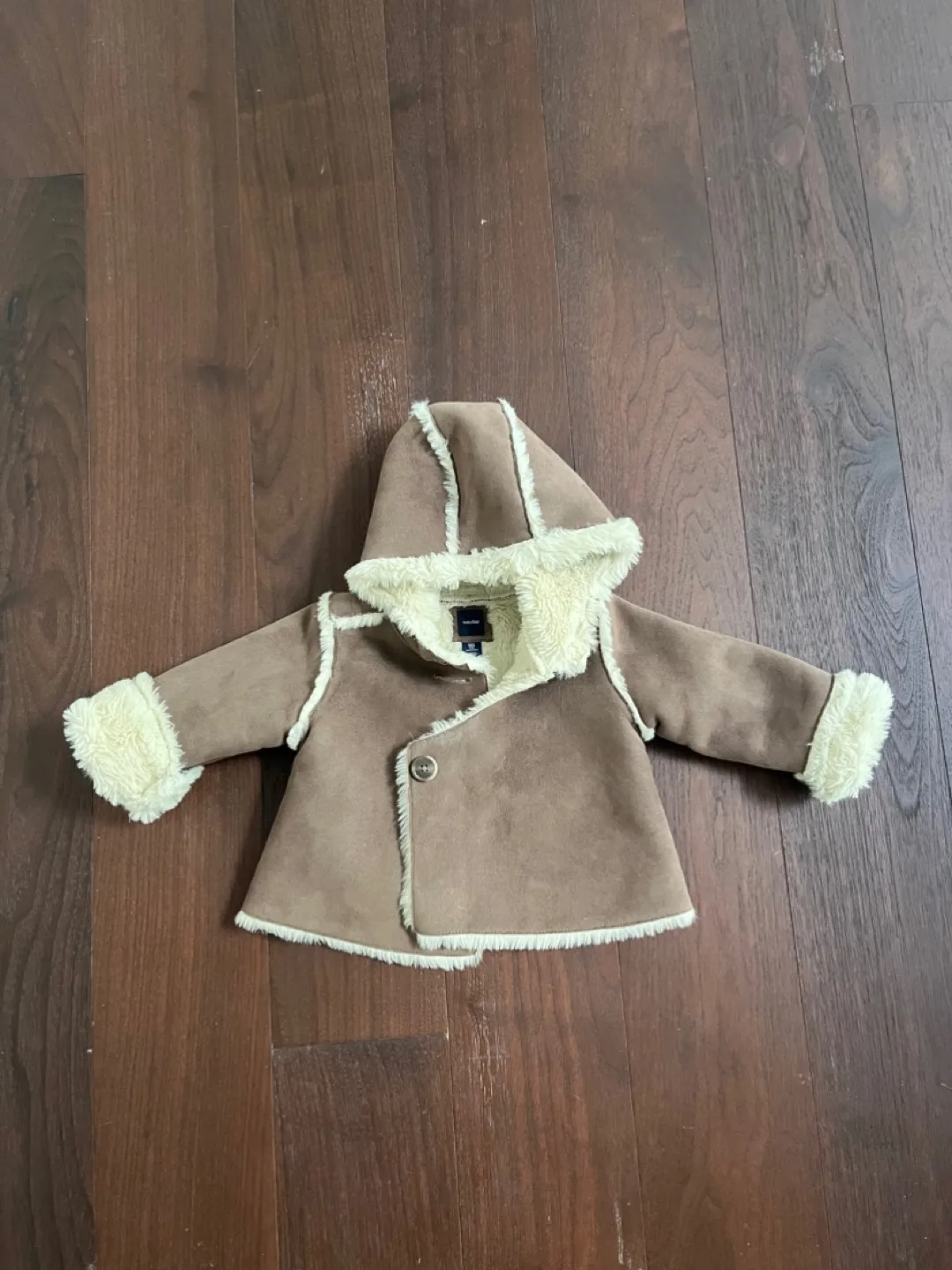 Baby GAP Brown Faux Suede Sherpa Jacket thumbnail