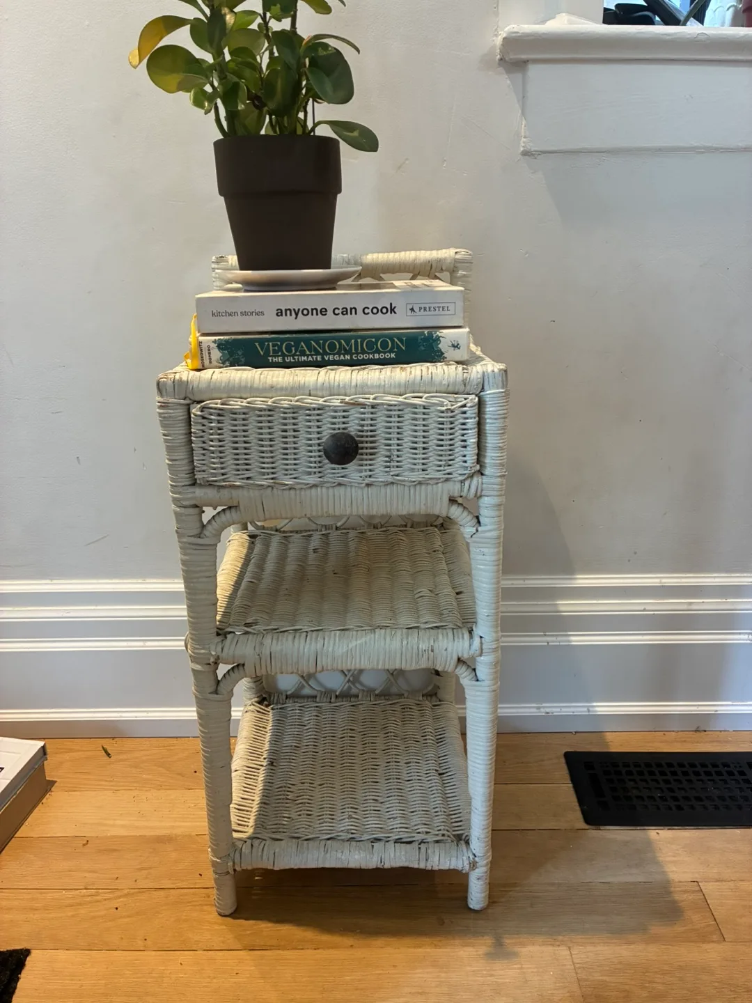 Wicker Side Table with Drawer thumbnail