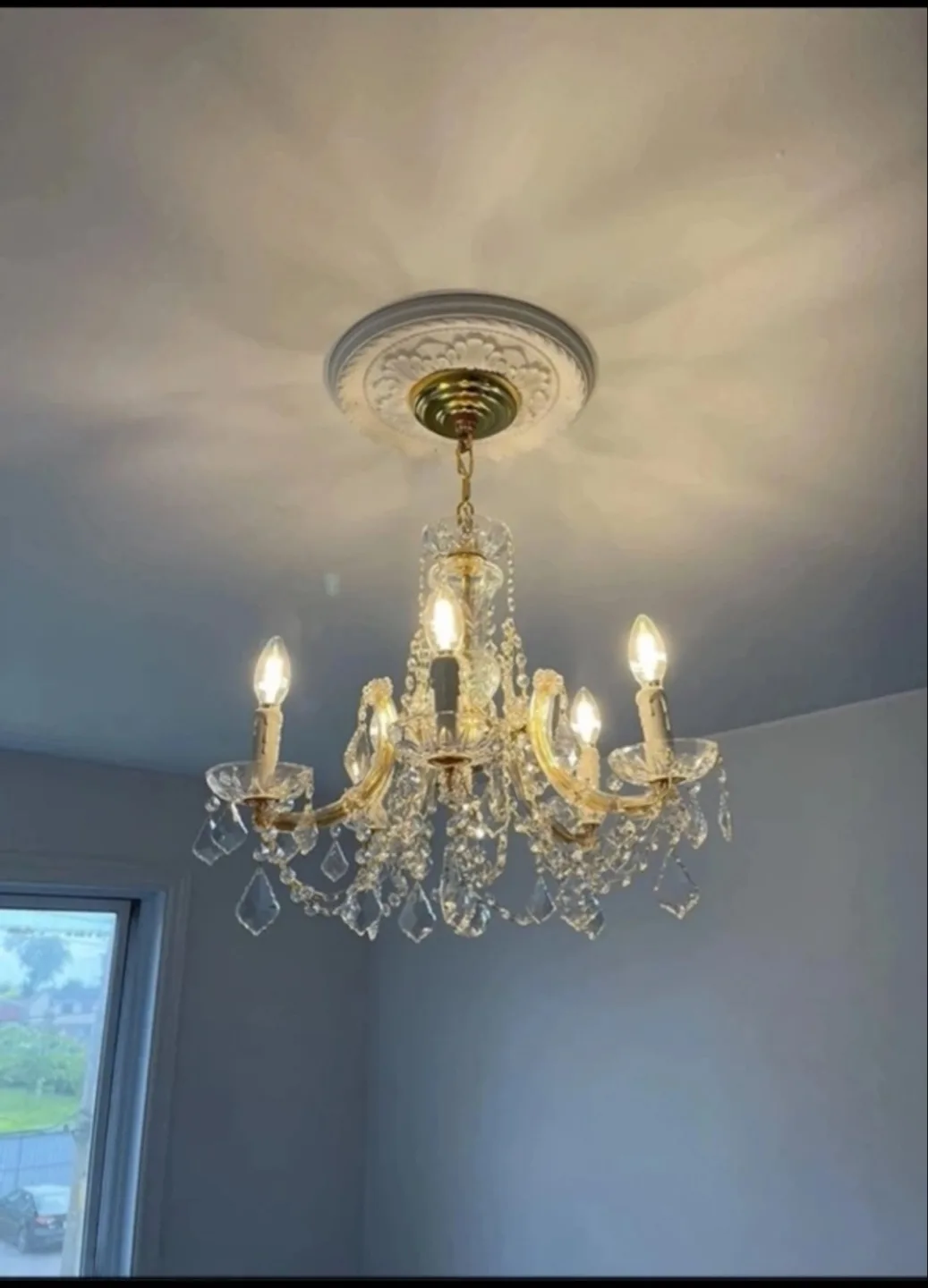 Crystal Chandelier, Gold Finish thumbnail