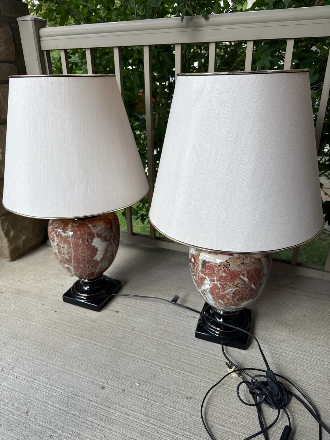 Pair of Marble Base Lamps