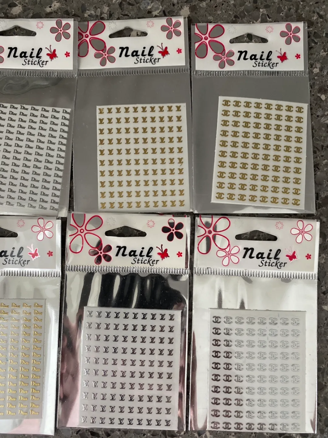 Designer Nail Stickers - Chanel, Dior, Gucci, LV, Playboy image indicator(4)