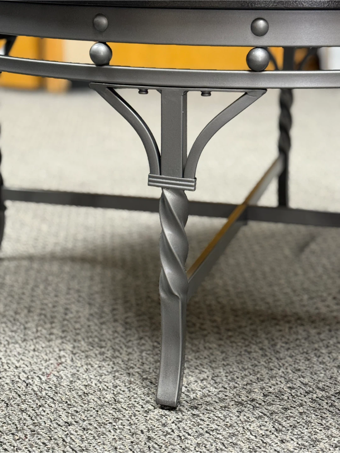 Round Metal Base Coffee Table - Gunmetal Gray/Hammered black top - photo 5