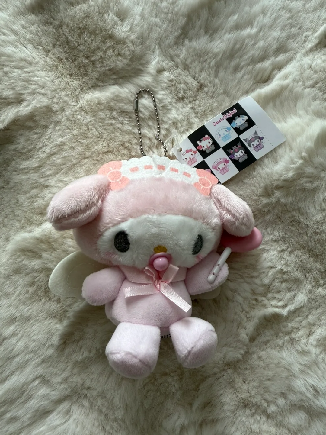 Original Sanrio My Melody Angel Plush Keychain thumbnail