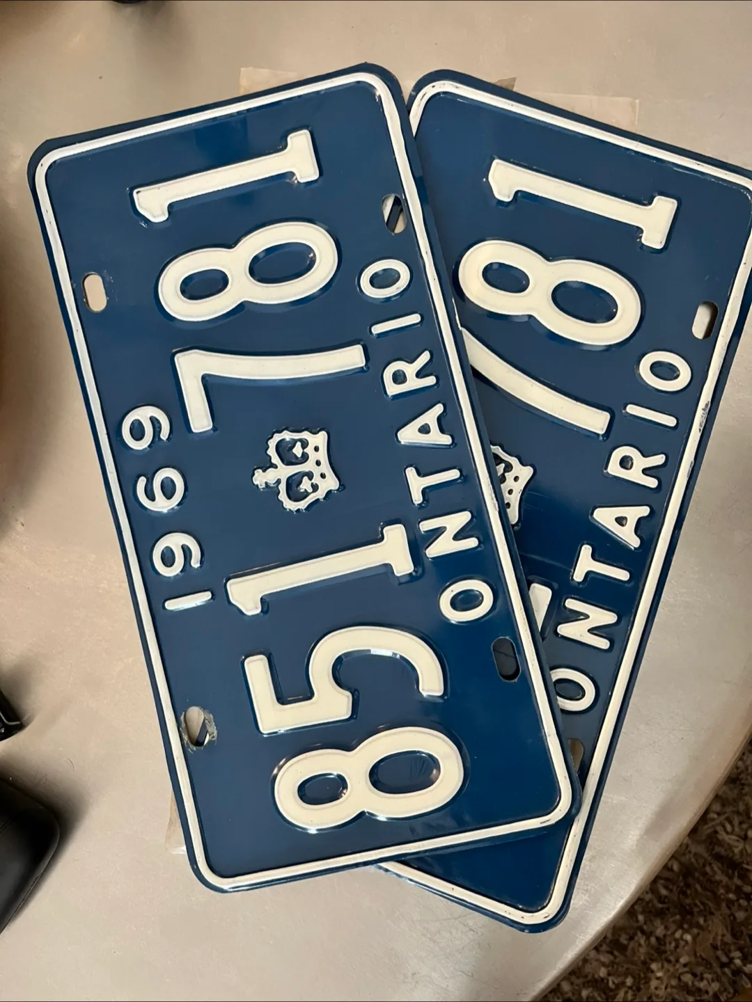 Vintage 1969 Ontario License Plates - Pair thumbnail