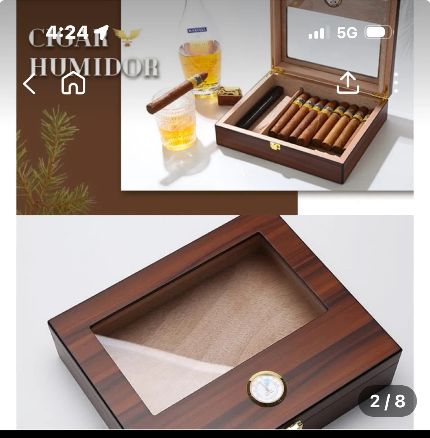 Cigar Humidor - Walnut Finish thumbnail