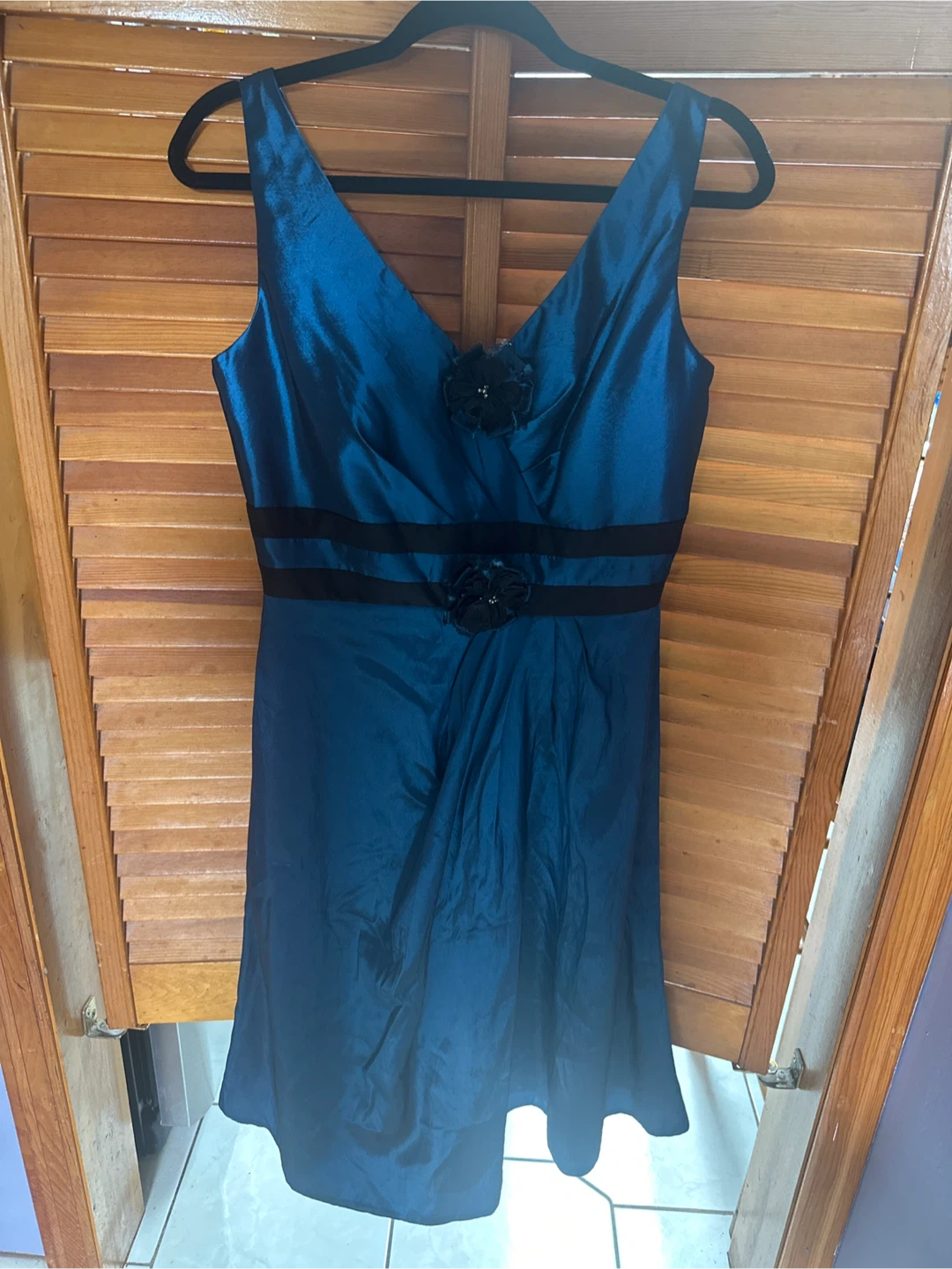 Blue Dress with Black Accents
