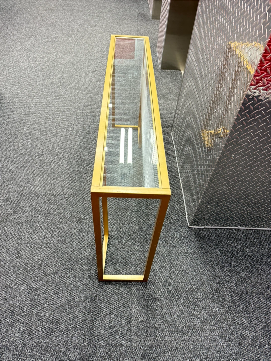 Gold Metal & Glass Console Table - photo 2