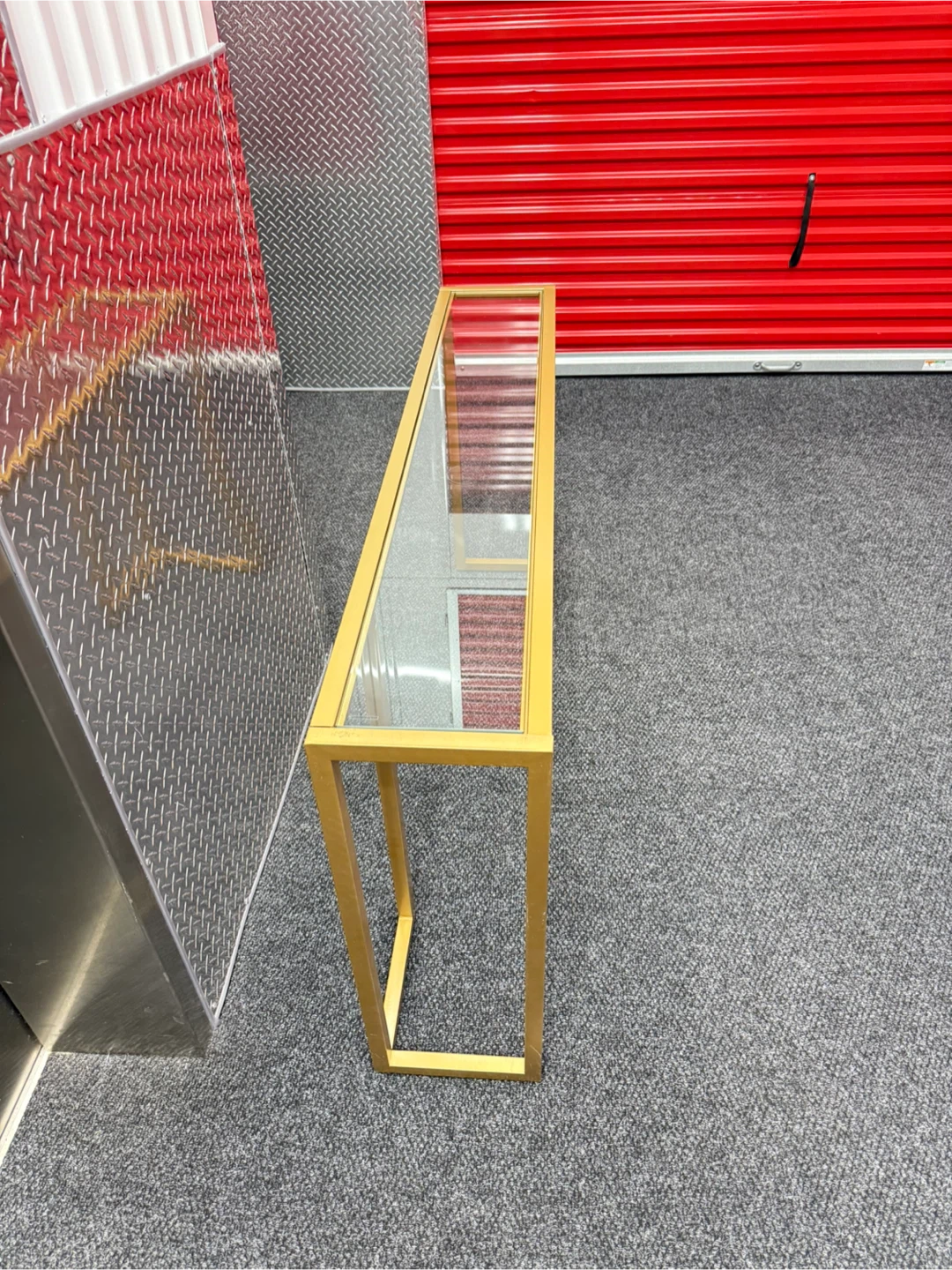 Gold Metal & Glass Console Table - photo 3