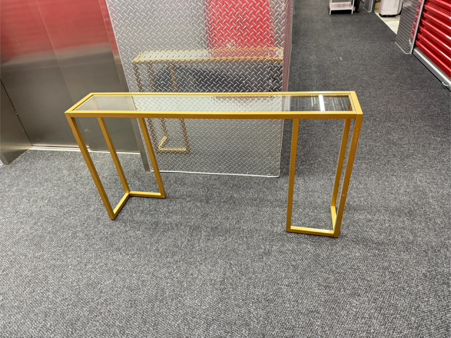 Gold Metal & Glass Console Table