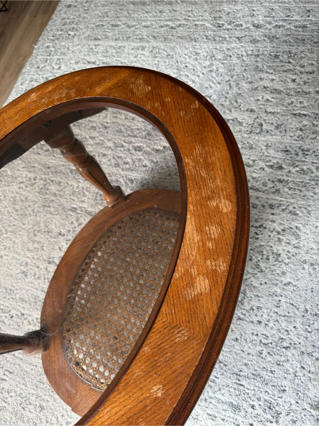 Oval Wooden Side Table with Glass Top - photo 3