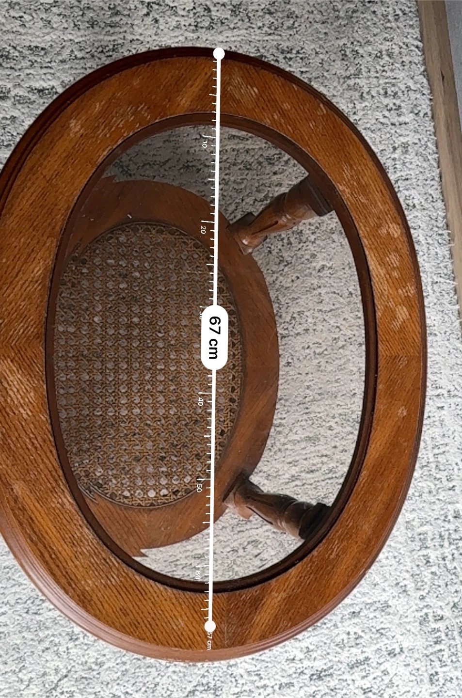 Oval Wooden Side Table with Glass Top - photo 4