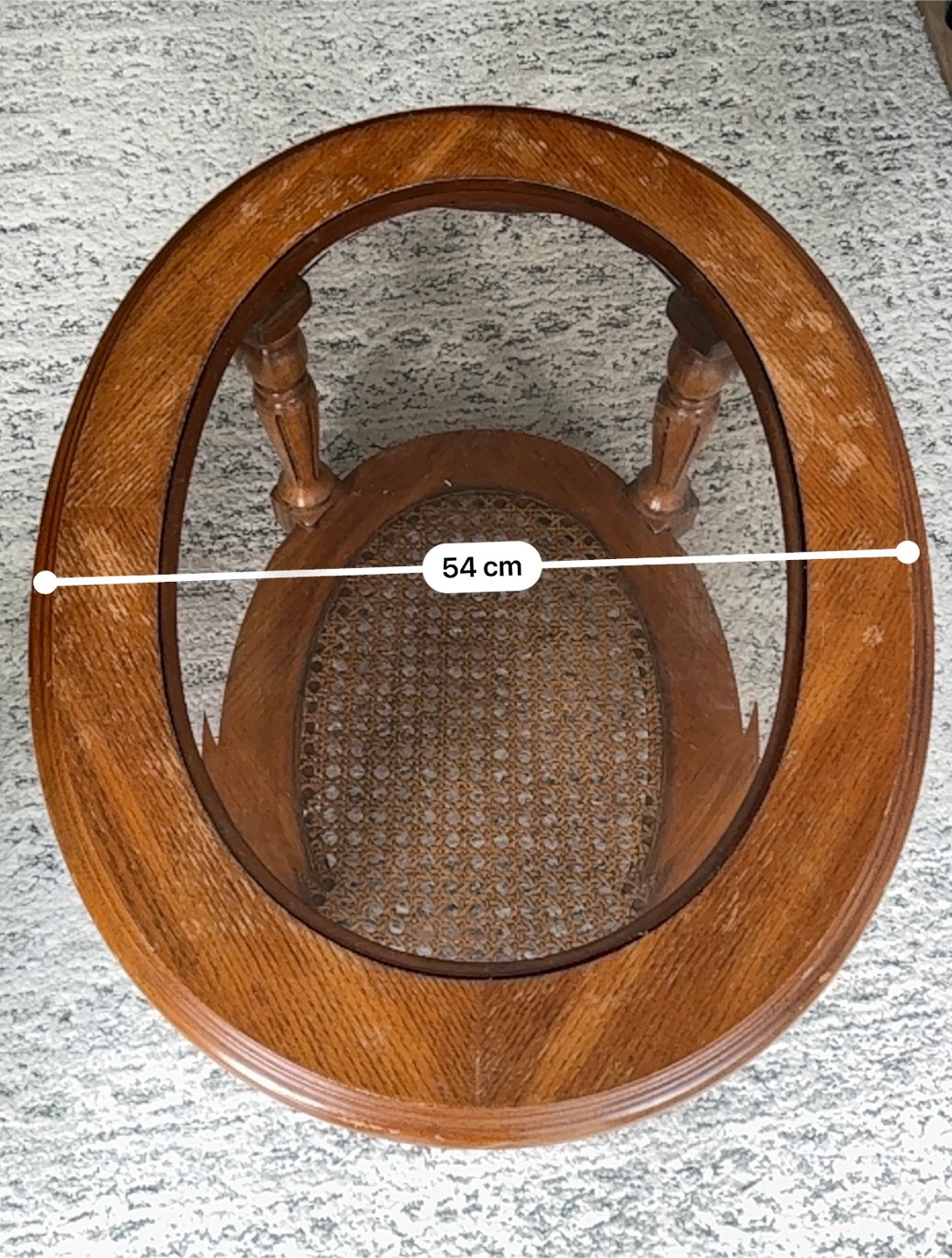 Oval Wooden Side Table with Glass Top - photo 5