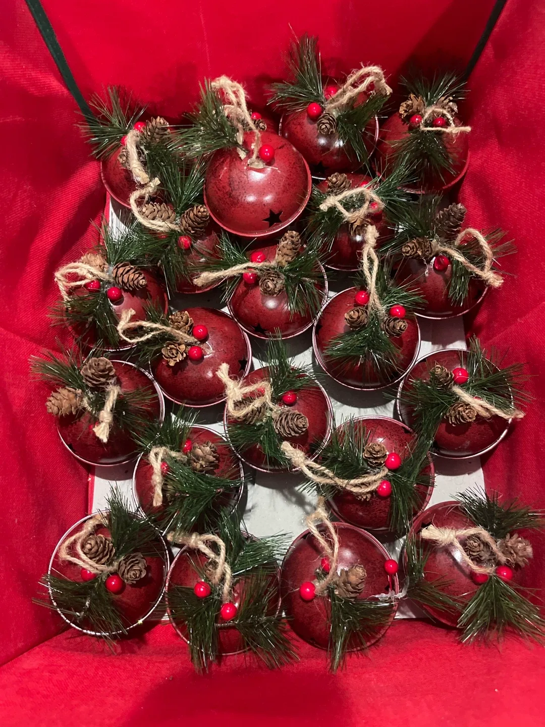 Red Metal Christmas Ornaments (Set of 16) thumbnail