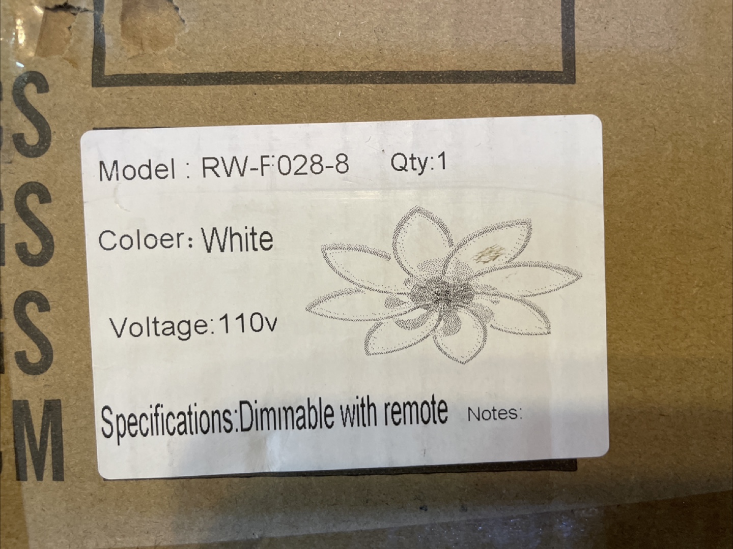 White Flower Ceiling Light - New in Box