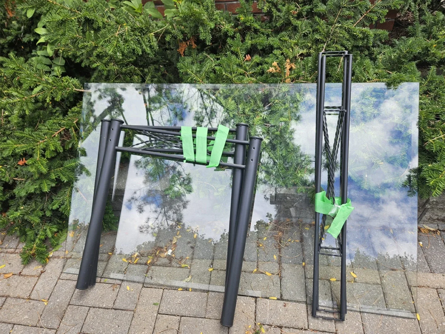 Glass table top with metal frame thumbnail
