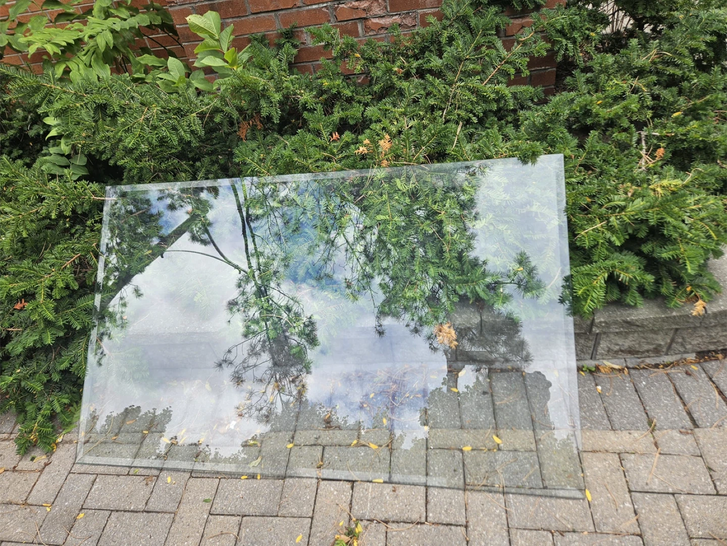 Glass table top with metal frame - photo 2
