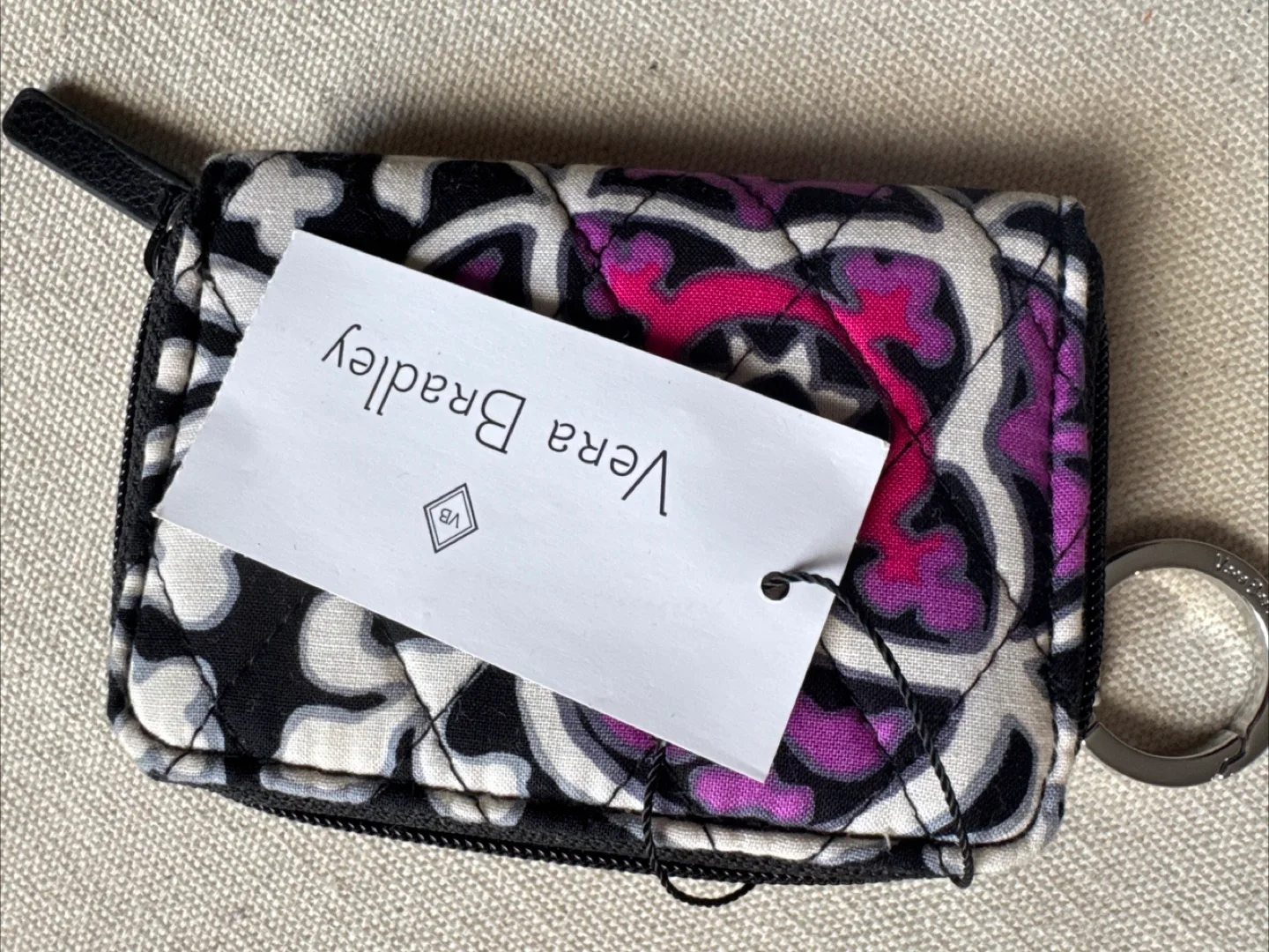 Vera Bradley Zip ID Case - Black/Purple thumbnail