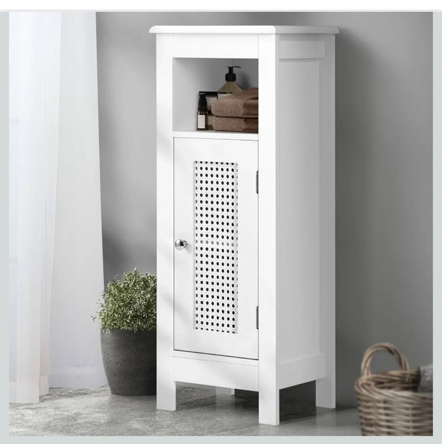 White Bathroom Floor Cabinet - 80cm Height thumbnail