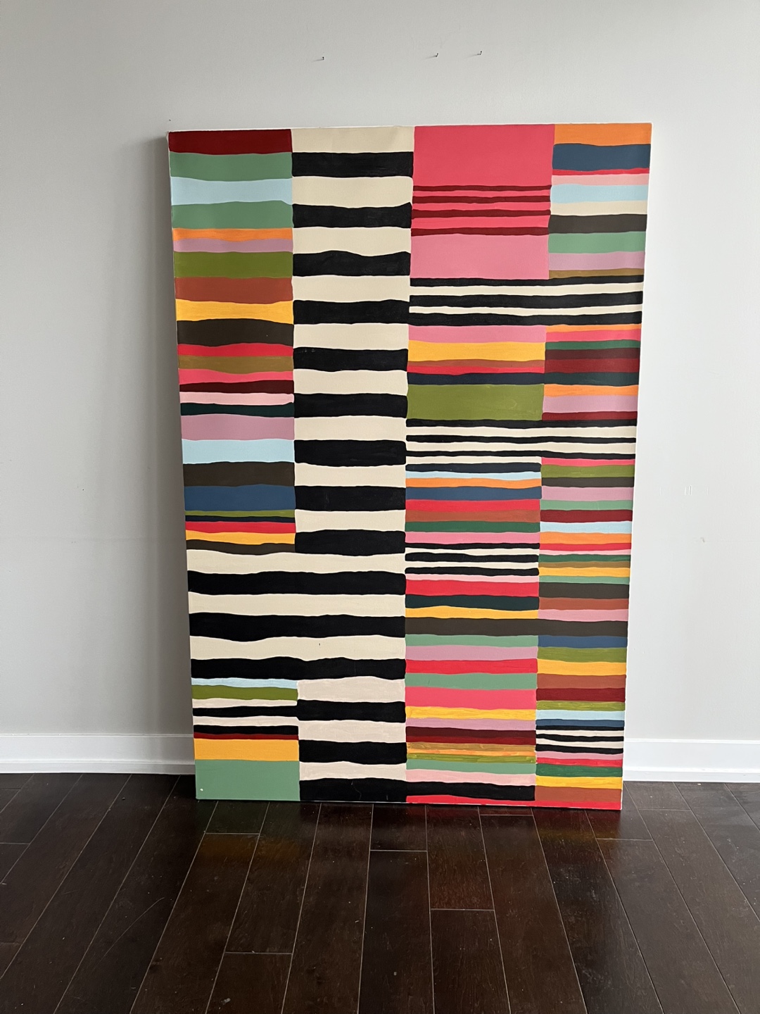 Large Colorful Abstract Striped Painting - 60” * 40”