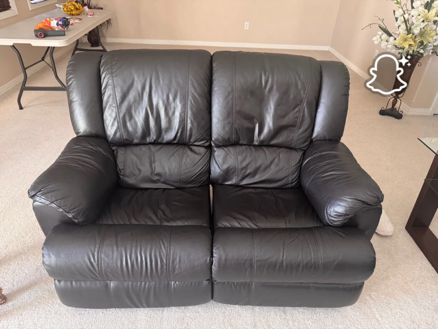 Black Leather Reclining Sofa Set thumbnail