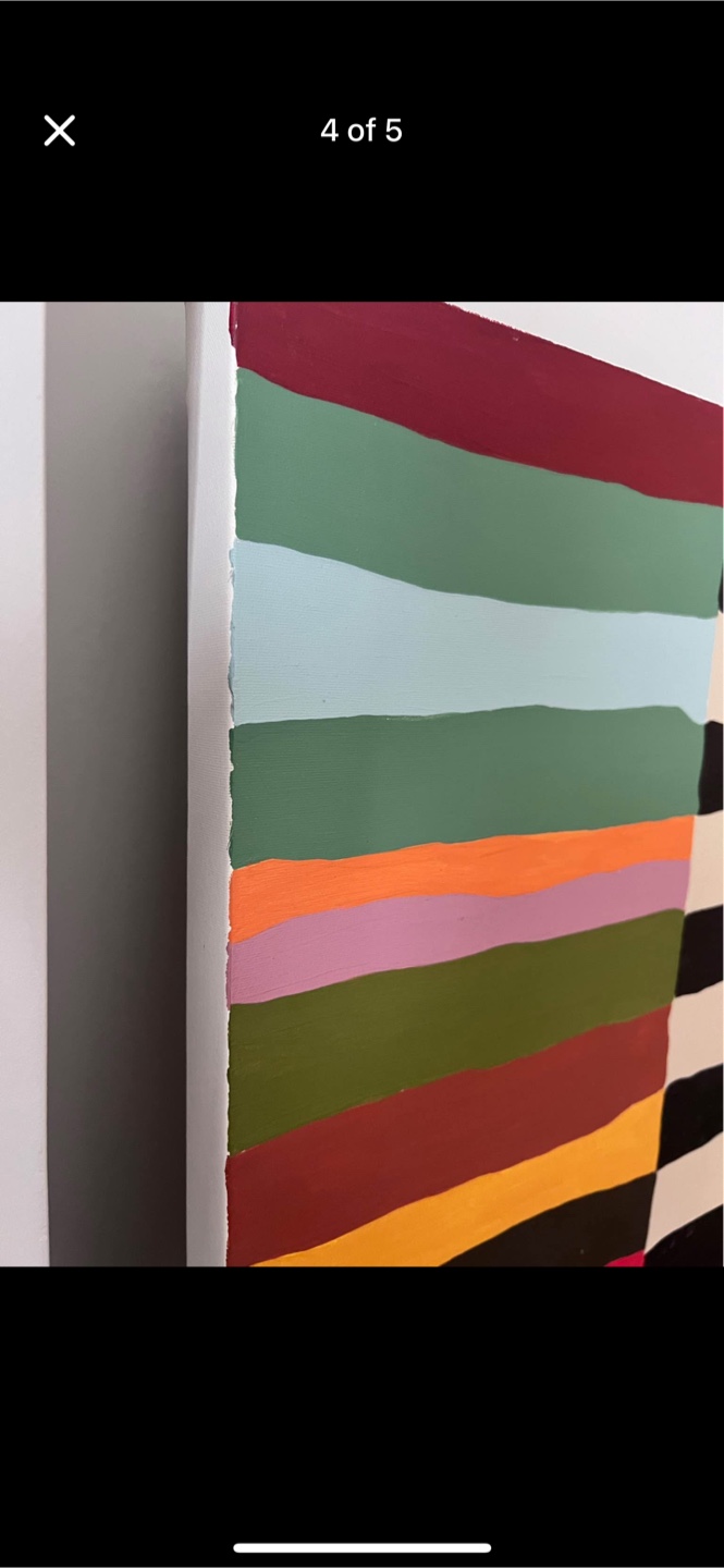 Large Colorful Abstract Striped Painting - 60” * 40” - photo 2