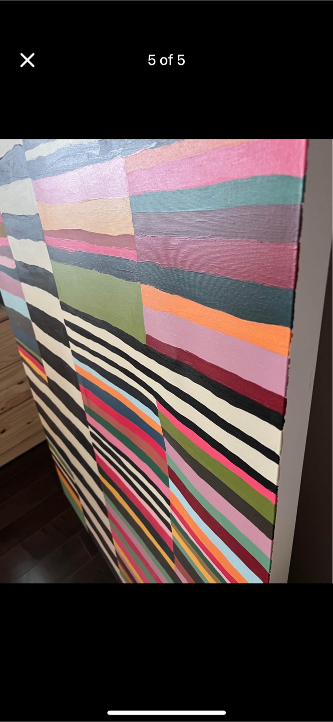 Large Colorful Abstract Striped Painting - 60” * 40” - photo 4