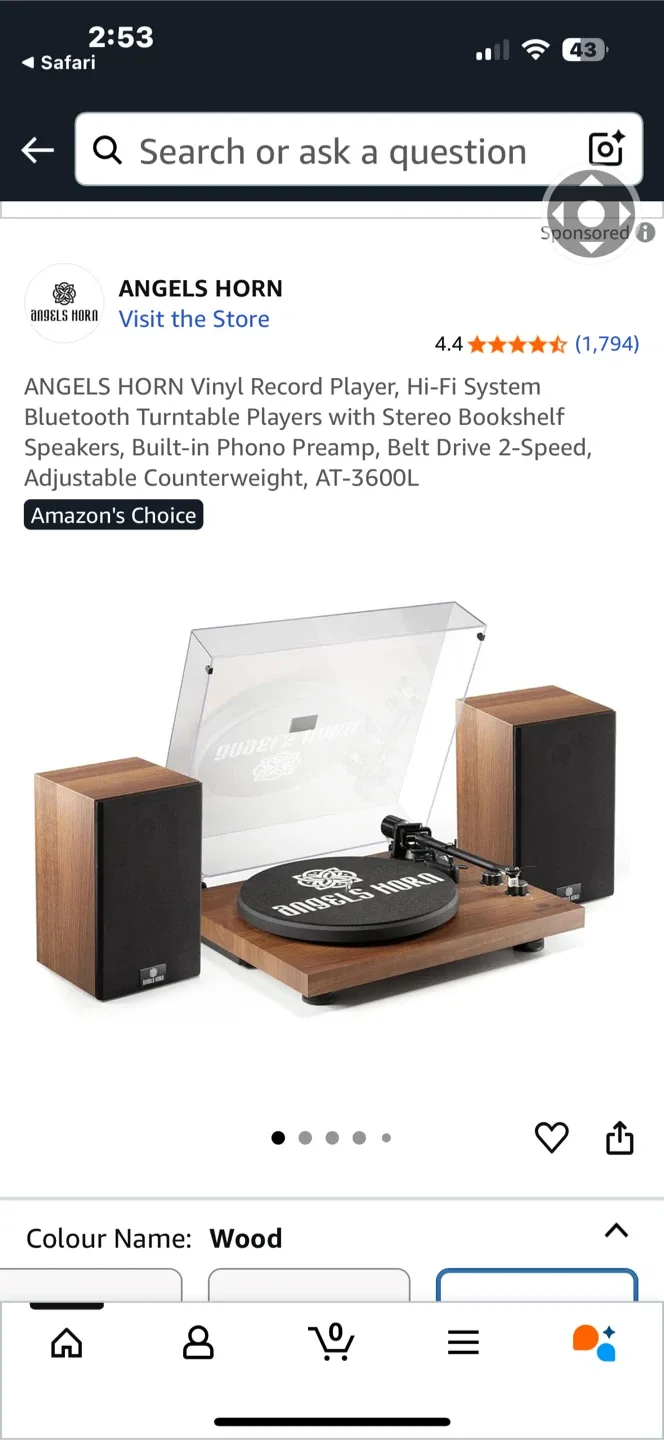 Angels Horn Vinyl Record Player with Stereo Bookshelf Speakers image indicator(3)