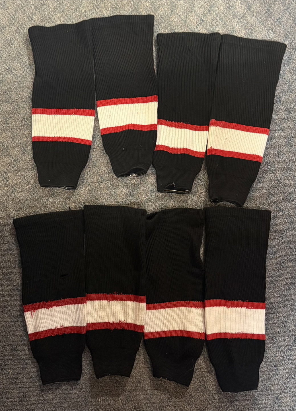 Practice Hockey Socks - Black, White & Red, kids size small