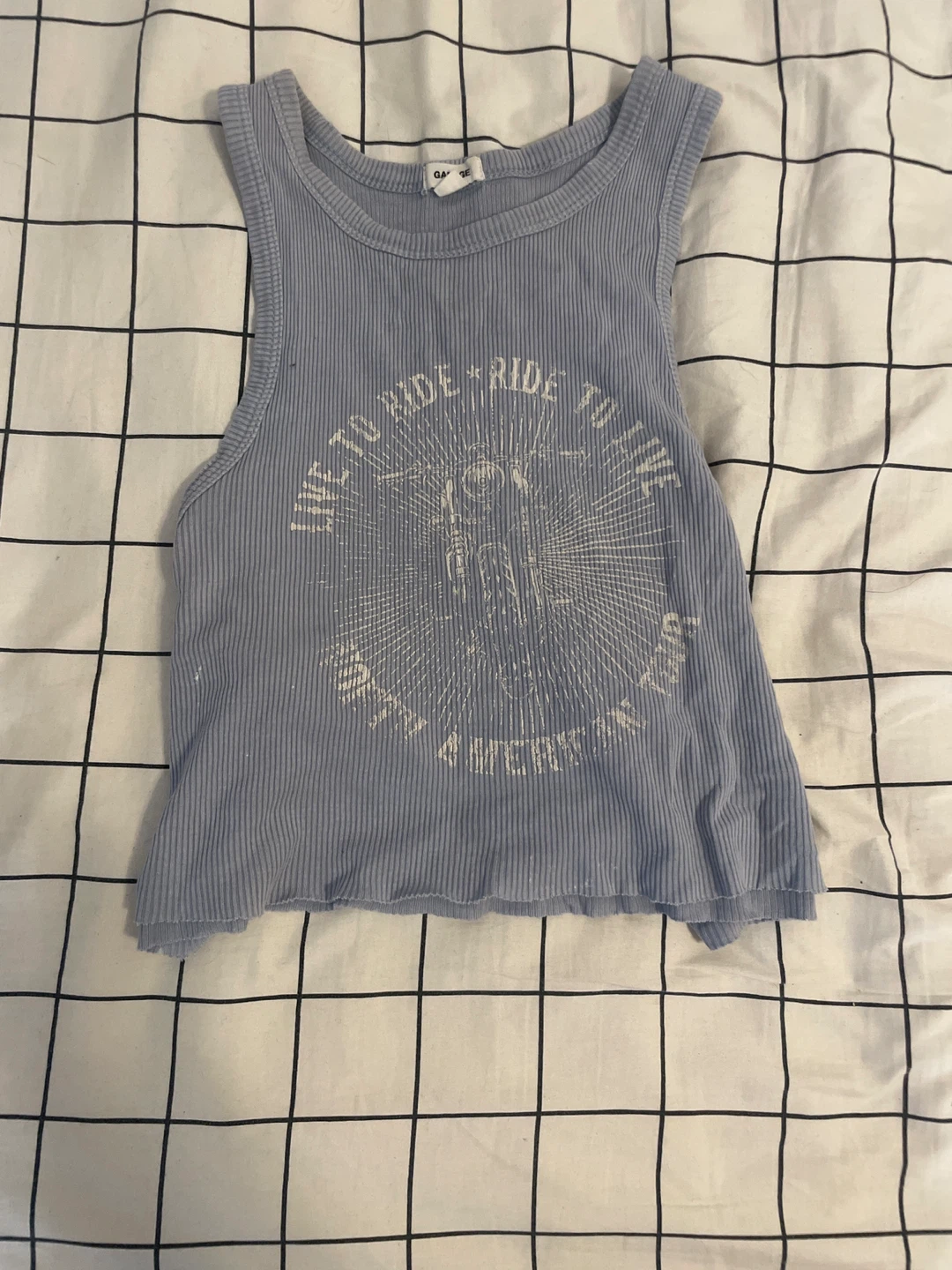 Garage Blue Ribbed Tank Top