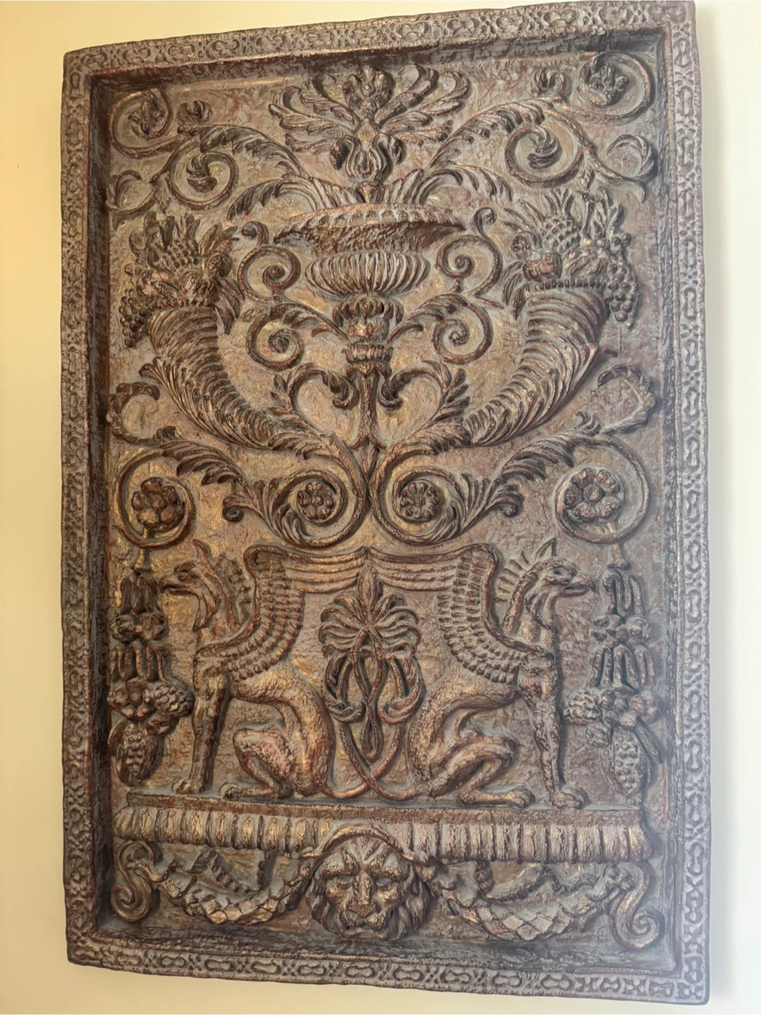 Bronze tone textured wall hanging indoor/outdoor